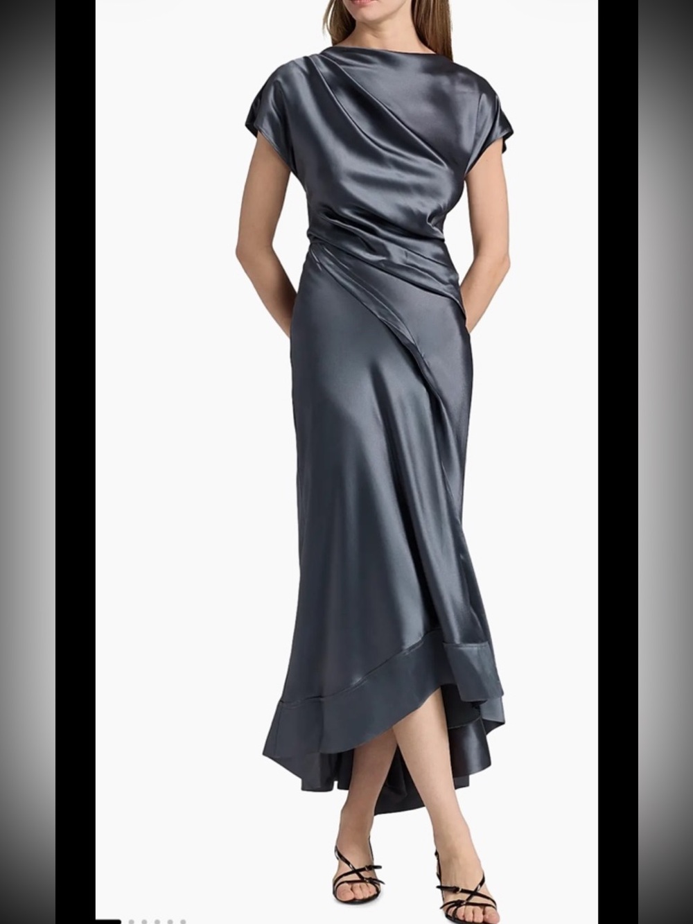 Acler Glatton Gathered Satin Maxi Dress,sz 4,New without tag, gray